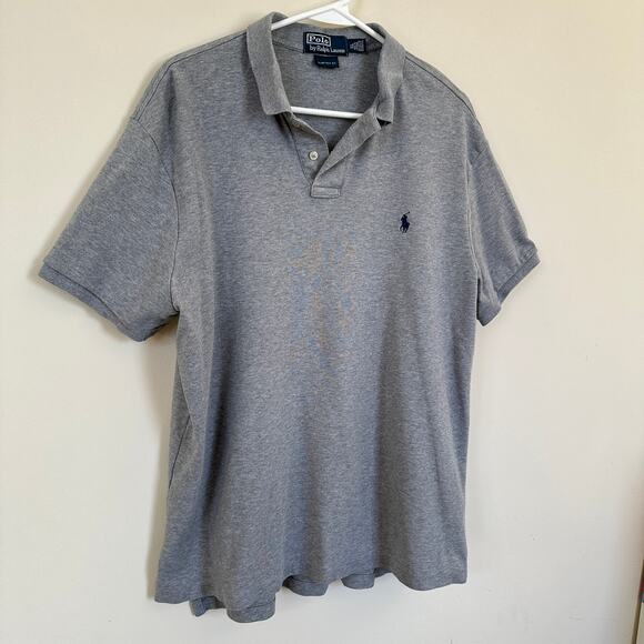 Vintage Polo by Ralph Lauren Custom Fit Short Sleeve Polo Shirt Grey Men's XL - Picture 3 of 9